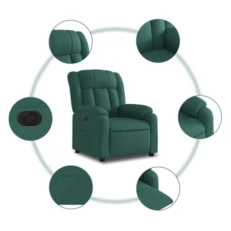 Fauteuil inclinable électrique Vert foncé Tissu