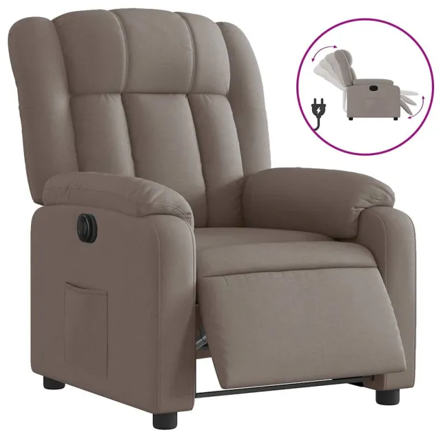 Fauteuil inclinable électrique Taupe Tissu