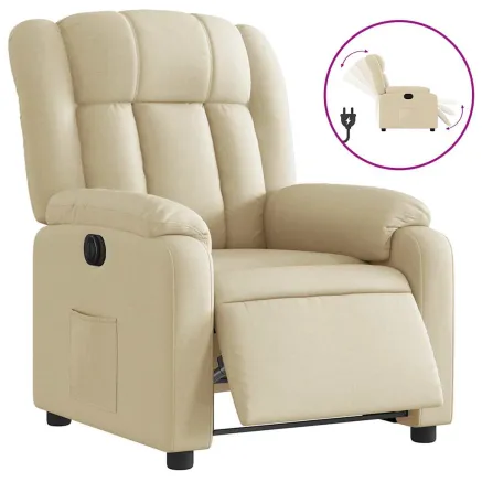 Fauteuil inclinable électrique Crème Tissu 2