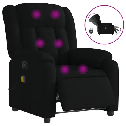 Fauteuil de massage inclinable électrique Noir Tissu 2
