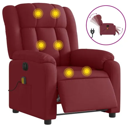 Fauteuil de massage inclinable électrique Rouge bordeaux Tissu 2