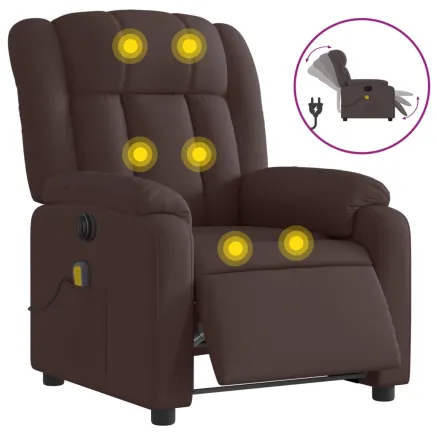 Fauteuil de massage inclinable électrique Marron foncé Tissu 2