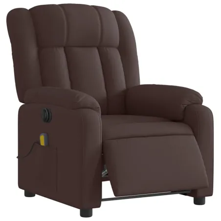 Fauteuil de massage inclinable électrique Marron foncé Tissu