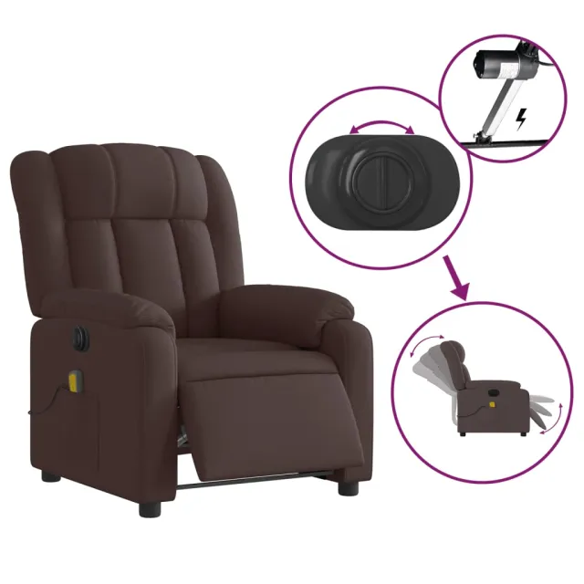 Fauteuil de massage inclinable électrique Marron foncé Tissu