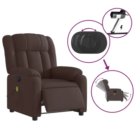 Fauteuil de massage inclinable électrique Marron foncé Tissu