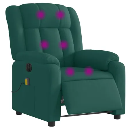Fauteuil de massage inclinable électrique Vert foncé Tissu