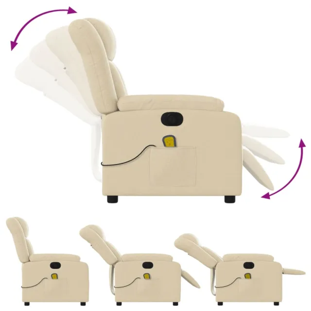 Fauteuil inclinable de massage électrique crème tissu