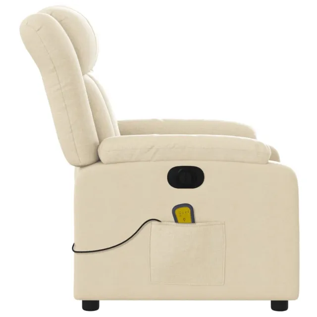 Fauteuil inclinable de massage électrique crème tissu