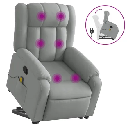 Fauteuil de massage inclinable Gris clair Tissu 2
