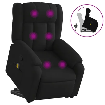 Fauteuil de massage inclinable Noir Tissu 2