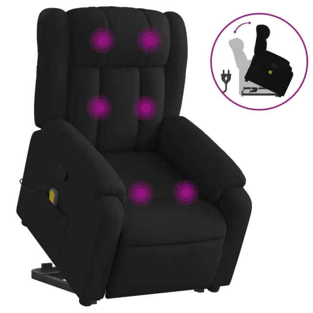 Fauteuil de massage inclinable Noir Tissu