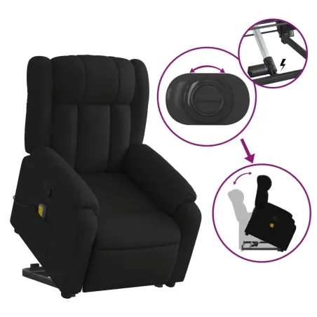 Fauteuil de massage inclinable Noir Tissu