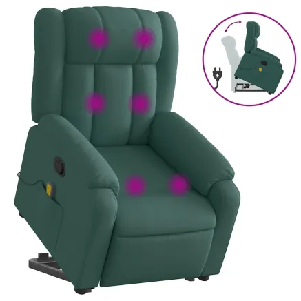 Fauteuil inclinable de massage Vert foncé Tissu 2