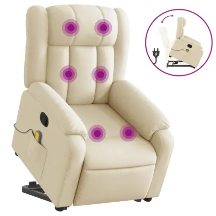 Fauteuil inclinable de massage Crème Tissu 2