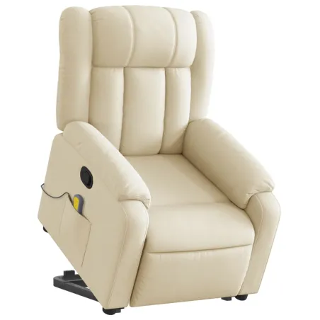 Fauteuil inclinable de massage Crème Tissu