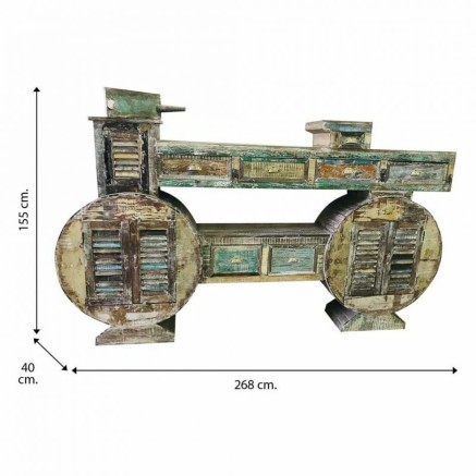 Credenza Alexandra House Living Verde Legno Riciclato 40 x 155 x 268 c 2