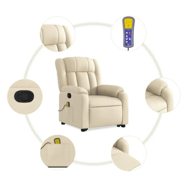 Fauteuil inclinable de massage Crème Tissu