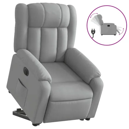 Fauteuil inclinable électrique gris clair tissu 2