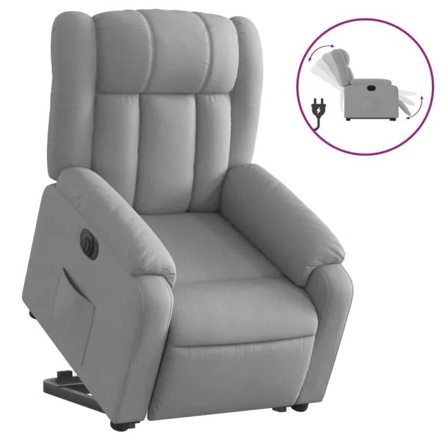 Fauteuil inclinable électrique gris clair tissu
