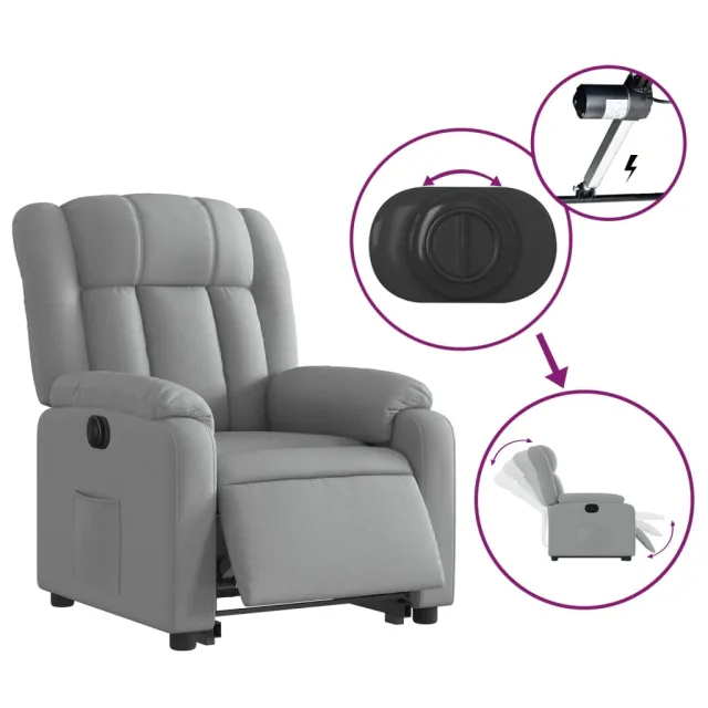 Fauteuil inclinable électrique gris clair tissu