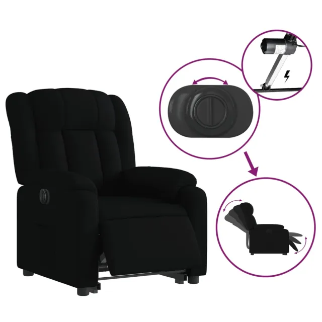 Fauteuil inclinable électrique noir tissu