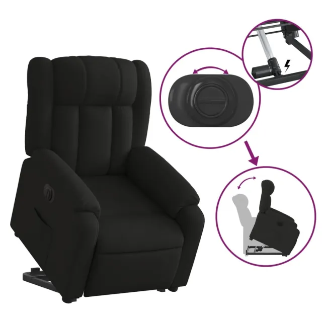 Fauteuil inclinable électrique noir tissu