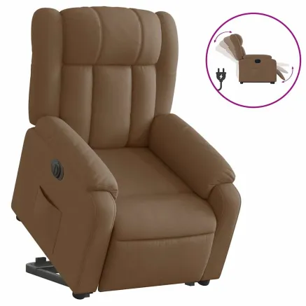 Fauteuil inclinable électrique marron tissu 2