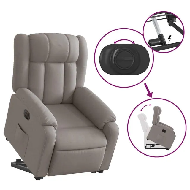 Fauteuil inclinable électrique taupe tissu