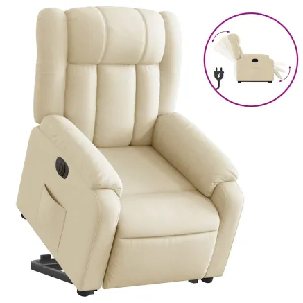 Fauteuil inclinable électrique crème tissu 2