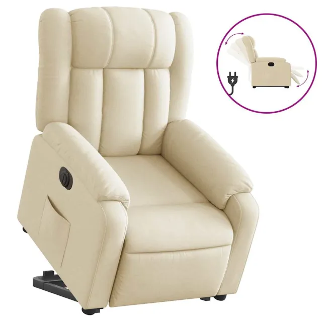 Fauteuil inclinable électrique crème tissu