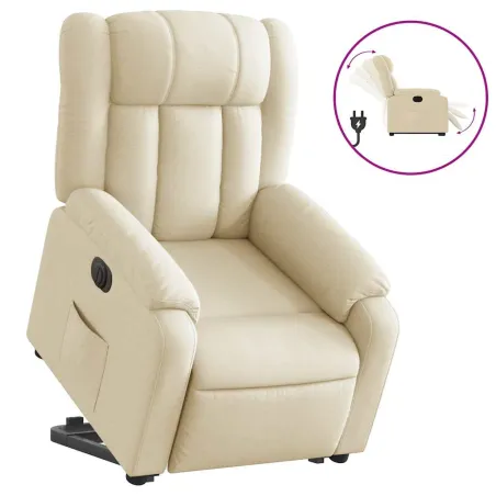 Fauteuil inclinable électrique crème tissu