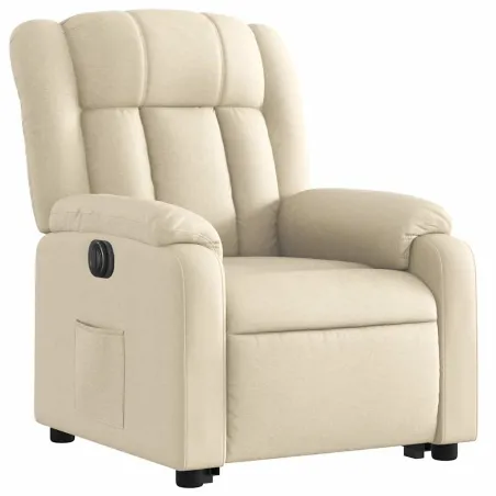 Fauteuil inclinable électrique crème tissu