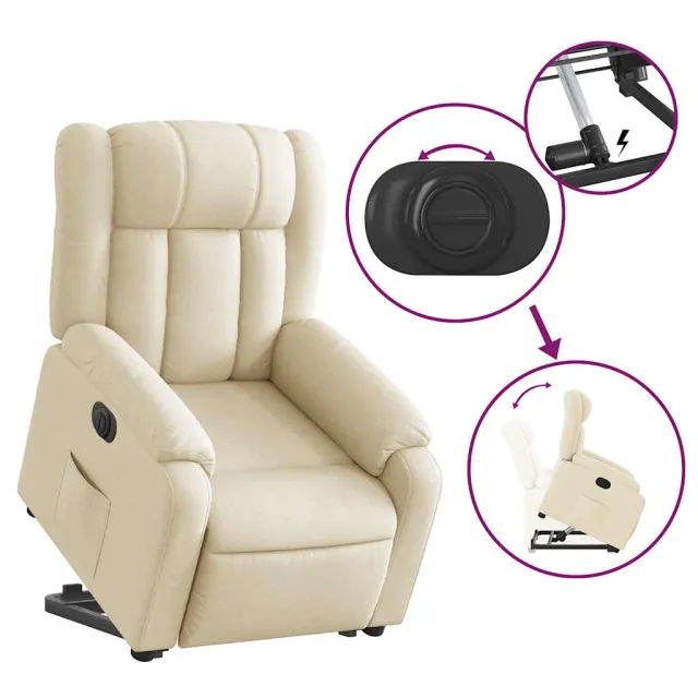 Fauteuil inclinable électrique crème tissu
