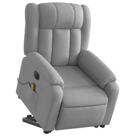 Fauteuil inclinable de massage électrique Gris clair Tissu