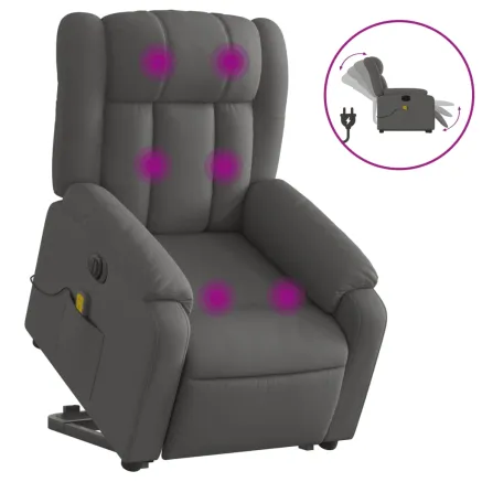 Fauteuil inclinable de massage électrique Gris foncé Tissu 2