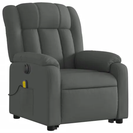 Fauteuil inclinable de massage électrique Gris foncé Tissu