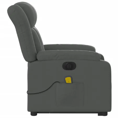 Fauteuil inclinable de massage électrique Gris foncé Tissu