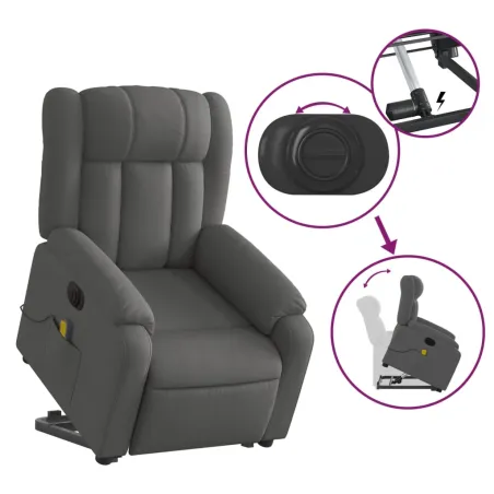 Fauteuil inclinable de massage électrique Gris foncé Tissu