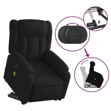 Fauteuil inclinable de massage électrique Noir Tissu
