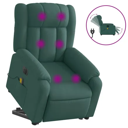 Fauteuil inclinable de massage électrique Vert foncé Tissu 2