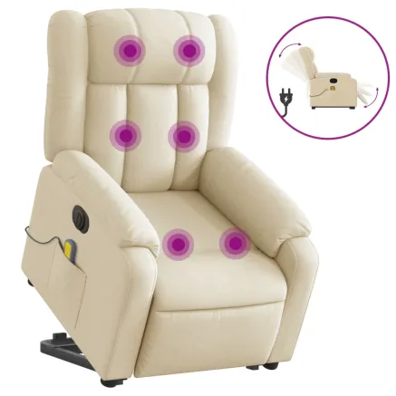 Fauteuil inclinable de massage électrique Crème Tissu 2