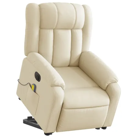 Fauteuil inclinable de massage électrique Crème Tissu