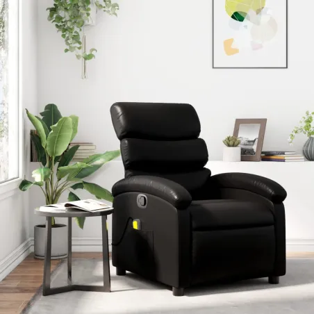 Fauteuil de massage inclinable noir similicuir