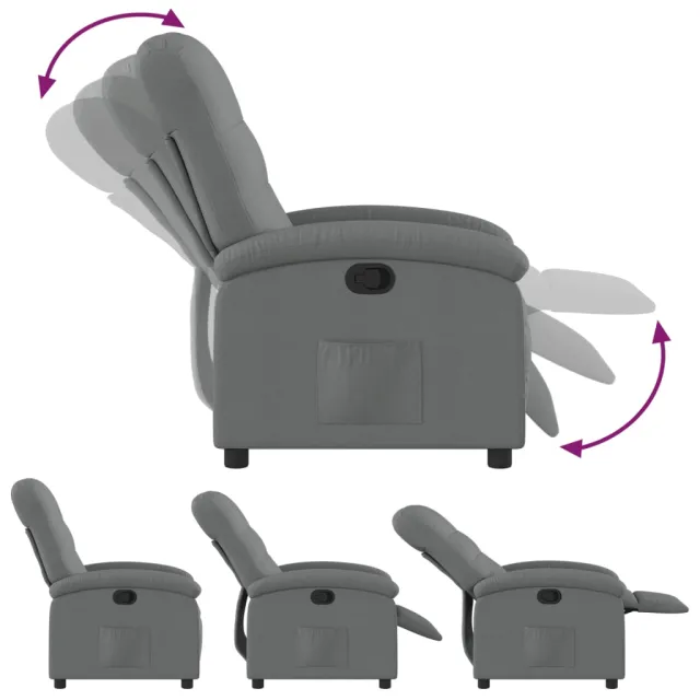 Fauteuil inclinable en tissu gris foncé