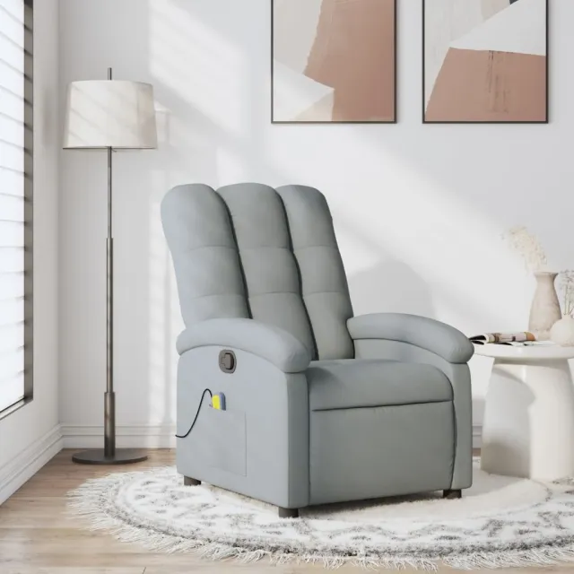 Fauteuil de massage inclinable gris clair tissu