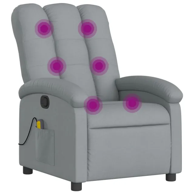 Fauteuil de massage inclinable gris clair tissu