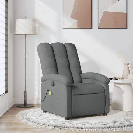 Fauteuil de massage inclinable gris foncé tissu