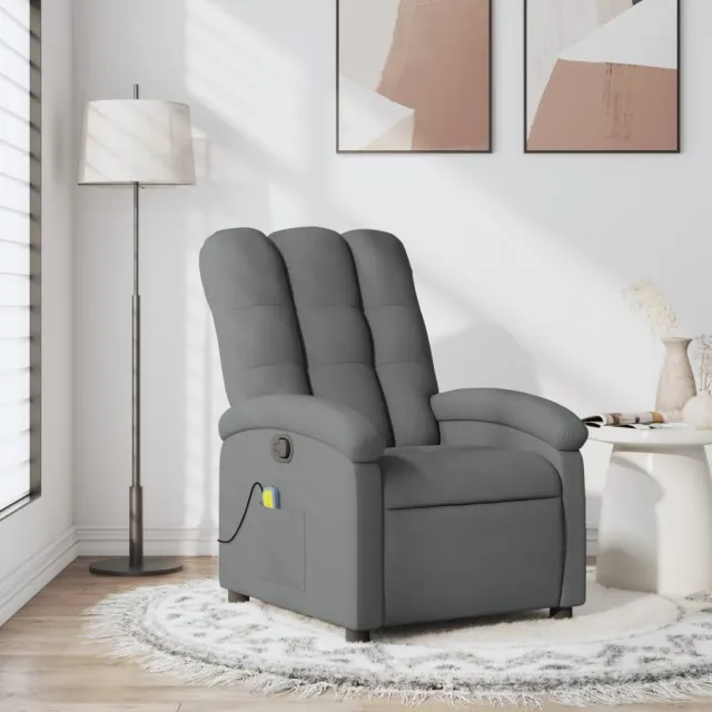 Fauteuil de massage inclinable gris foncé tissu