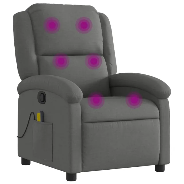Fauteuil inclinable de massage en tissu gris foncé