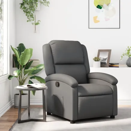 Fauteuil inclinable gris similicuir